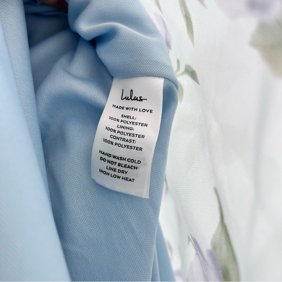 Lulus Floral Organza Maxi Dress Trumpet Tiered Ruffles Blue Purple Dress Small - Picture 7 of 11